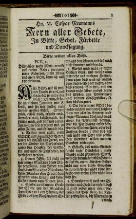 Hn. M. Caspar Neumanns Kern aller Gebete, In Bitte, Gebet, Fürbitte und Dancksagung