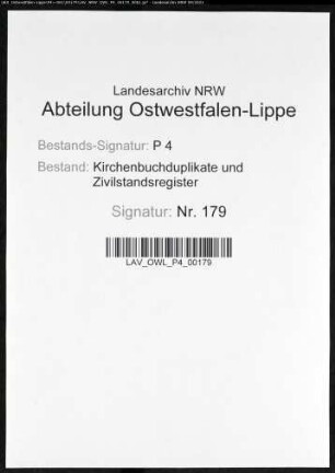 Zivilstandsregister der Stadt Lünen (A 1812). (Gemeinde: Lünen, Stadt)