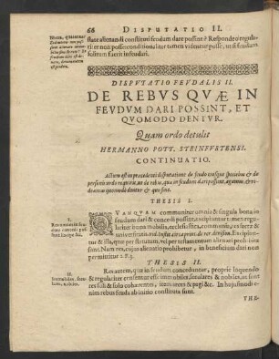 Disputatio Feudalis II. De Rebus Quae In Feudum Dari Possint, Et Quomodo Dentur.