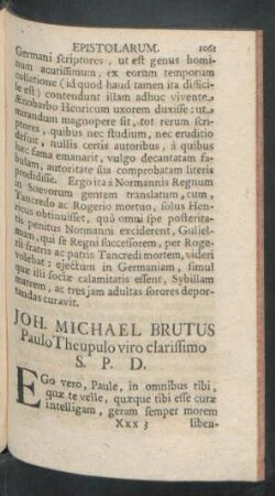 Joh. Michael Brutus Paulo Theupulo viro clarissimo S. P. D.