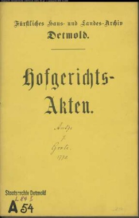 Antze, Christian Johann, Kammerdiener gegen Hermann Bernd Grote in Lage