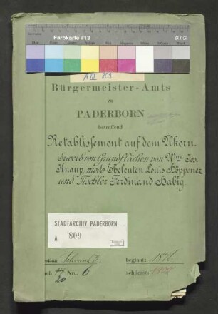 Retablissement auf dem Ükern: Erwerb von Grundflächen von Witwe Joseph Knaup später Eheleuten Louis Höppener und Tischler Ferdinand Habig