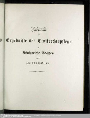 Uebersicht der Ergebnisse der Civilrechtspflege im Königreiche Sachsen auf die Jahre 1866, 1867, 1868