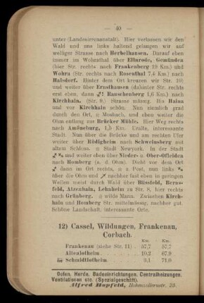 12) Cassel, Wildungen, Frankenau, Corbach