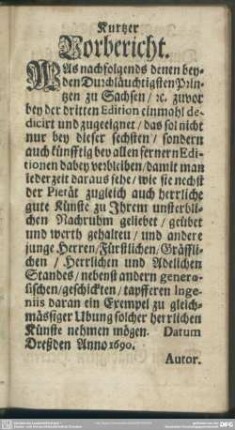 Kurtzer Vorbericht