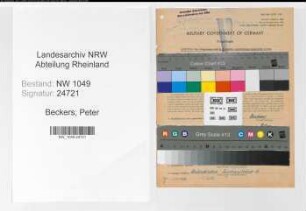 Entnazifizierung Peter Beckers , geb. 25.09.1887 (Bahnsekretaer)