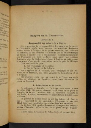 21-33, Rapport de la Commission, Chapitre I.