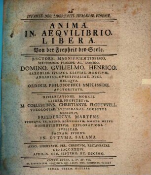 Anima in aequilibrio libera