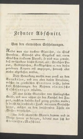 Zehnter Abschnitt. Von den electrischen Erscheinungen.