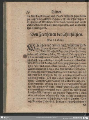 Von Freyheiten der Churfürsten