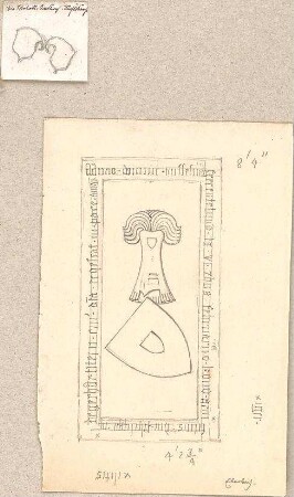 Hoffstadt, Friedrich; Kassette 5: Mappe XII.1, Wappenschilde in Steinwerk, Holz oder Metall (1363-1403) - in der Stiftskirche in Ansbach u. in Eberbach (Detail, Ansicht)