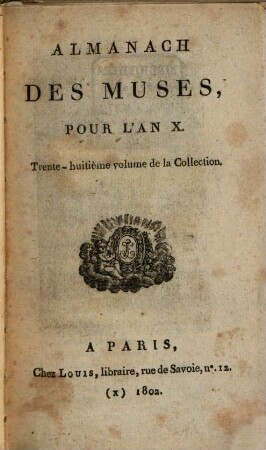 Almanach des muses : ou choix des poésies fugitives. 1802