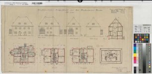 Münster (Münster) Einfamiliendoppelhaus Kinderhauser Straße Grundrisse, Ansichten, Schnitt 1929 1 : 100 44 x 85 Zeichnung Westfälische Heimstätte Wohnungsgesellschaft Münsterland