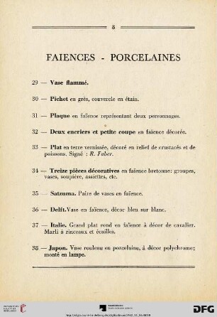 Faiences - Porcelaines