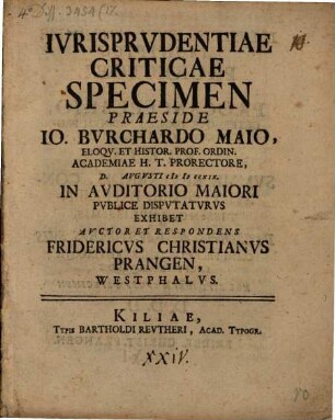 Iurisprudentiae criticae specimen