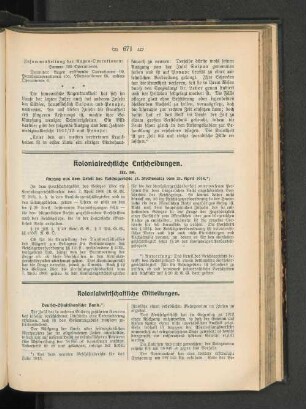 Kolonialrechtliche Entscheidungen.