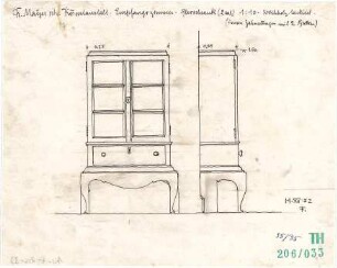 Fischer, Theodor; München; Mayr'sche Hofkunstanstalt - Glasschrank im Empfangszimmer (Ansichten)