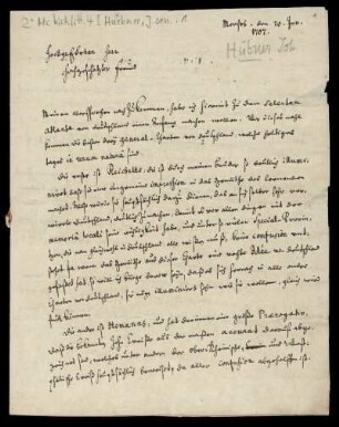 Brief von Johann Hübner an Christoph Enoch Buchta