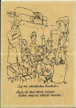 Karikatur aus der Nachkriegszeit zum Thema Reisen