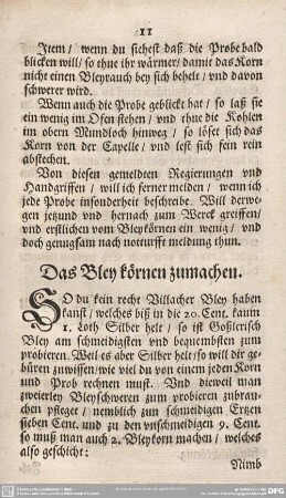Das Bley körnen zumachen.