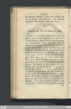 XI. Caractére de Mr. le Prince de Conti.
