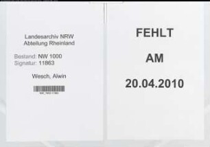 Entnazifizierung Alwin Wesch, geb. 15.06.1899 (Kaufmann)