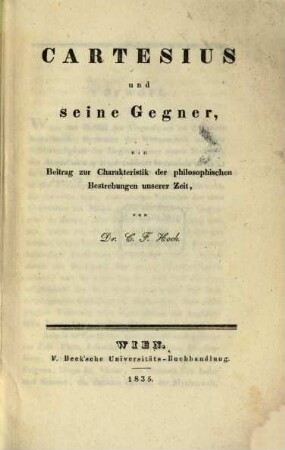 Cartesius und seine Gegner