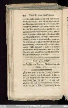 Der CV. Brief an Dieselbe, zu Rochers, Mittwoch den 18. Nov. 1671.