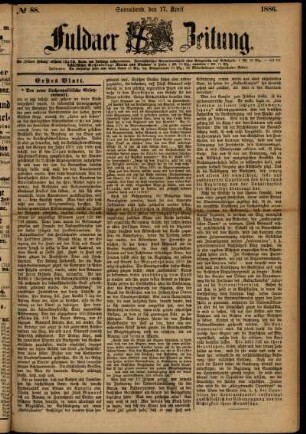 Ausgabe vom Samstag, den 17. April 1886.