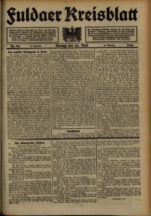 Ausgabe vom Montag, den 20. April 1914.