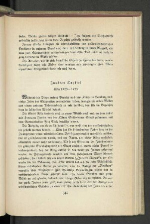 Zweites Kapitel : Köln 1920-1923.