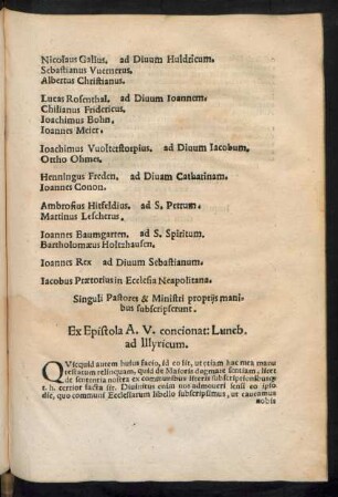 Ex Epistola A. V. concionat: Luneb. ad Illyricum.