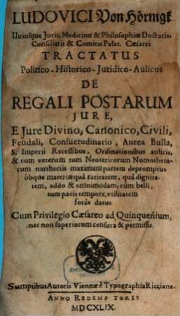 Tractatus de regali Postarum iure