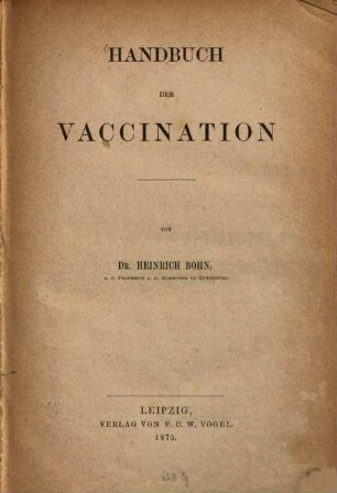 Handbuch der Vaccination