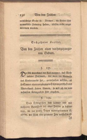 Sechzehntes Kapitel. Von den Zeichen einer vorhergegangenen Geburt