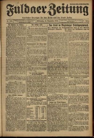 Erste Ausgabe vom Mittwoch, den 24. Dezember 1924.