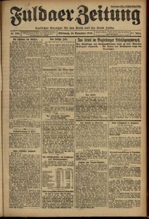 Erste Ausgabe vom Mittwoch, den 24. Dezember 1924.