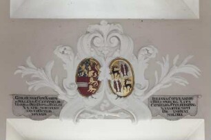 Wappenpaare in Kartuschen — Wappen des Grafen Wilhelm von Nassau-Dillenburg (1487-1559) und seiner Ehefrau Juliana zu Stolberg (1506-1580)