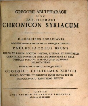 Gregorii Abulpharagii Sive Bar-Hebraei Chronicon Syriacum, [1]