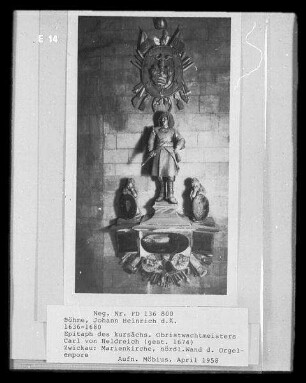 Epitaph des kursächsischen Obristwachtmeisters Carl von Heldereich (gest. 1674)