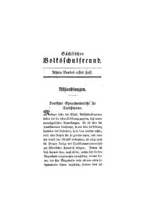 Deutscher Sprachunterricht für Taubstumme : (Abhandlungen)