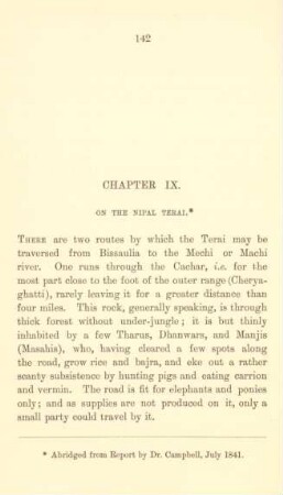 Chapter IX. On the Nipal Terai