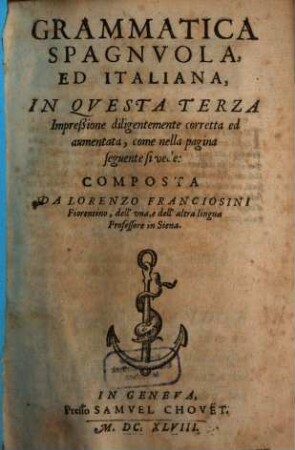 Grammatica Spagnvola, Ed Italiana