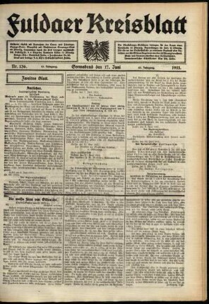 Zweite Ausgabe vom Samstag, den 17. Juni 1911.