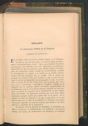 Educación : La Instrucción Pública en el Congreso