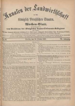 No. 44. Berlin, den 30. Oktober 1867. VII. Jahrgang.