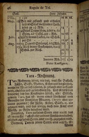Tara - Rechnung.