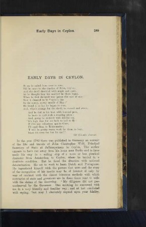 Early days in Ceylon