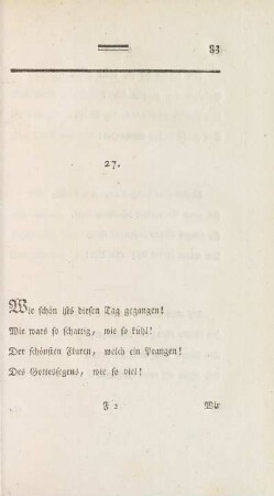 27. Wie schön ists diesen Tag gegangen