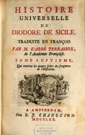 Histoire Universelle De Diodore De Sicile, 7